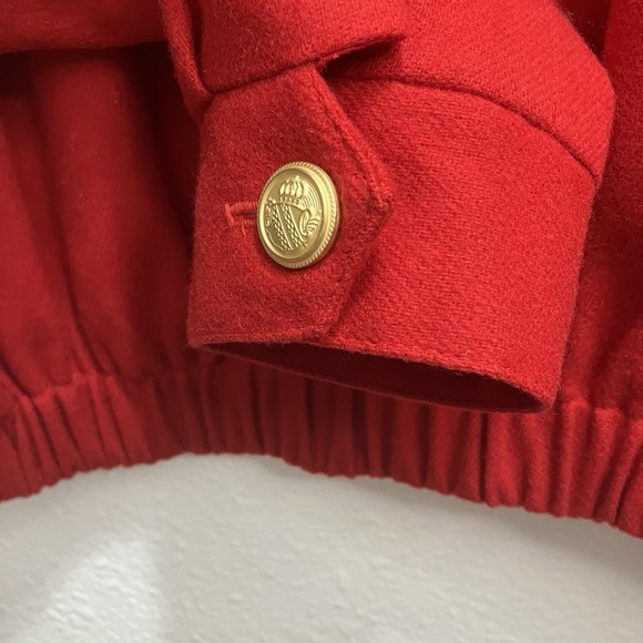 Vintage Savannah Holiday‎ Red Wool Bomber Jacket Size 12 Christmas Grandma - Picture 8 of 11